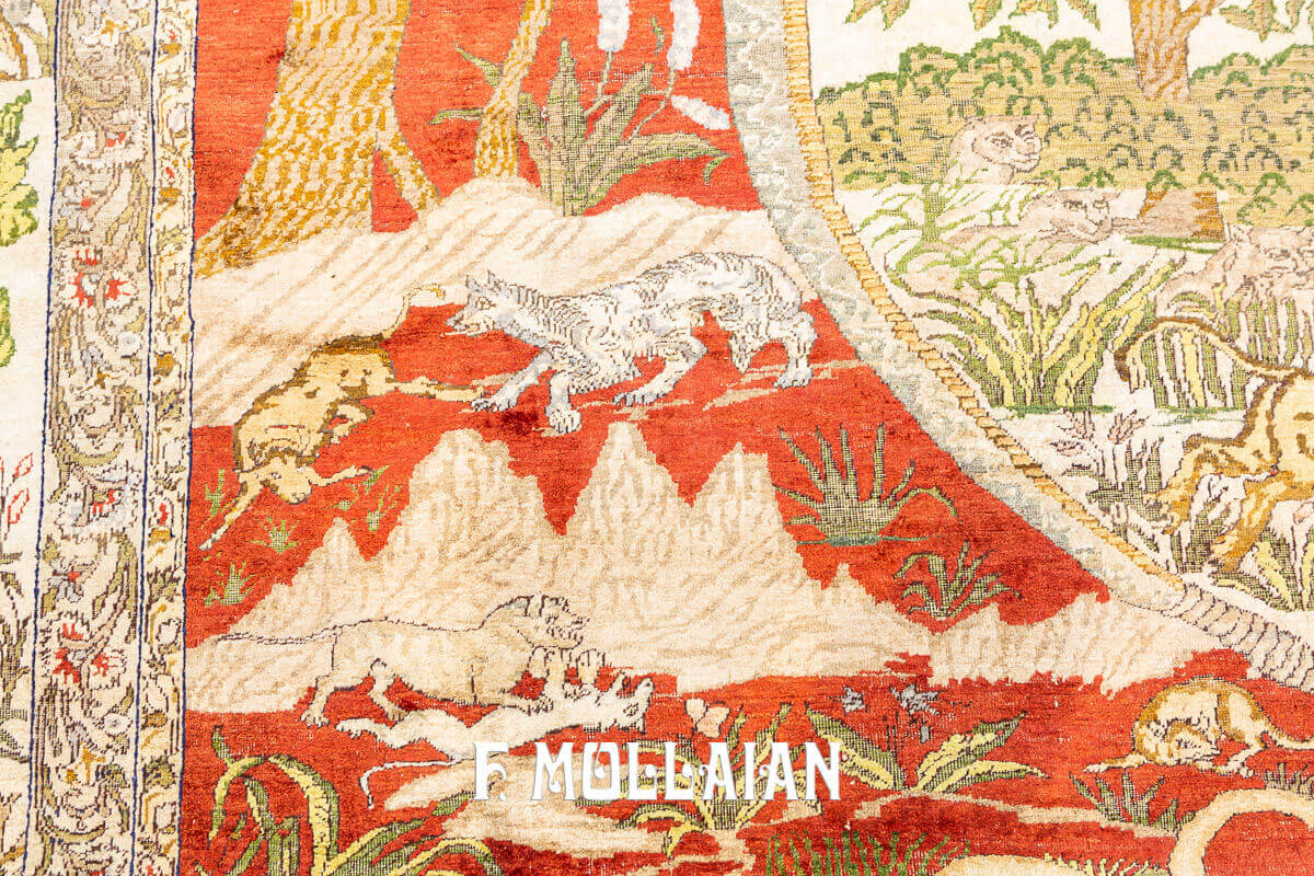 Rare design Pictorial (Animal figures) Antique Kaysery Turkish Carpet n°:220572